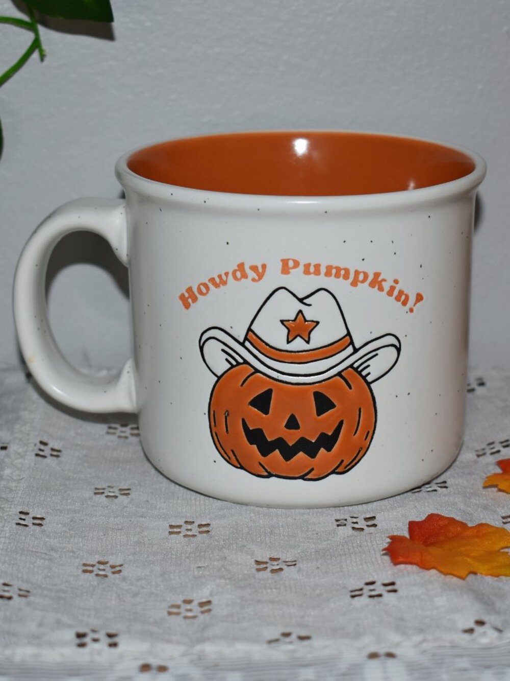 Cobwebs & Cauldrons Howdy Pumpkin Western Cowboy Jack O Lantern Halloween Mug
